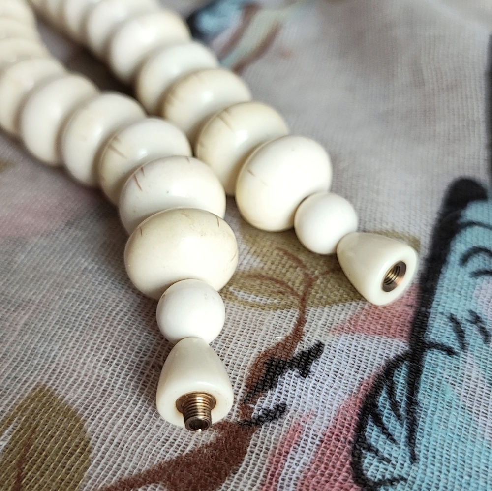 Blue Cream Brick Lucite Acrylic Beaded Vintage Necklace Fall Colors - Picture 4 of 5